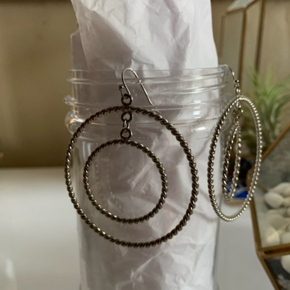 Dangling Circle Earrings Silver tone - Picture 1 of 4